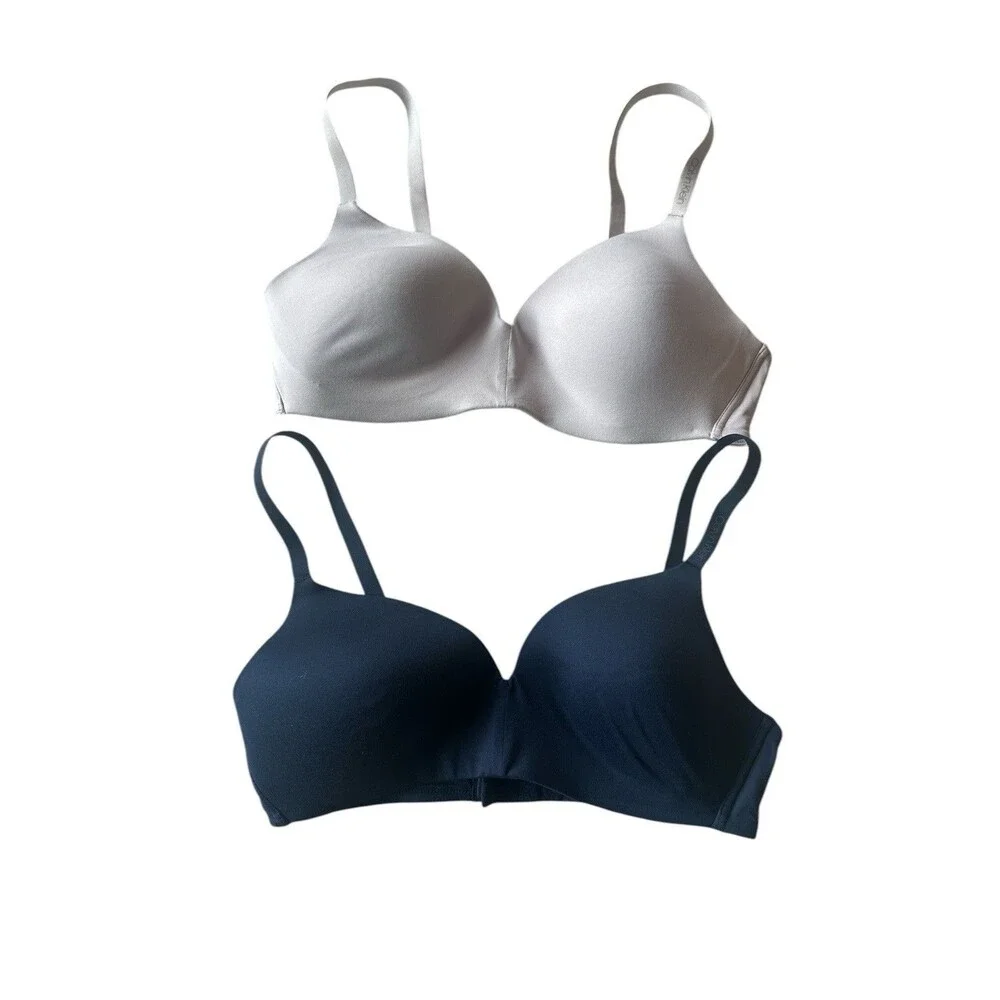 Calvin Klein  2 Pack Women's M Lightly Lined Wireless Bras Medium Black Beige